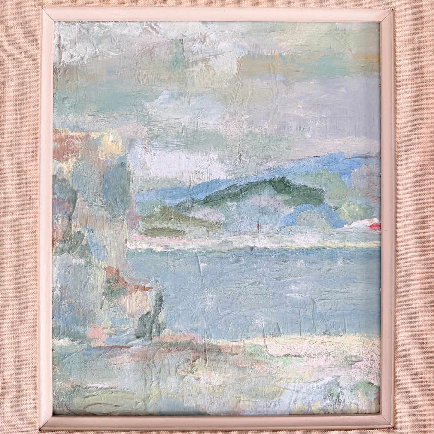 Sweden ca 1940s. Vintage Abstract Landscape Oil Painting.