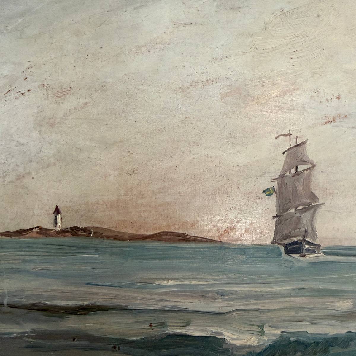 Homeward Bound, ca 1930s. Vintage Swedish Oil Painting by Harald Linder.