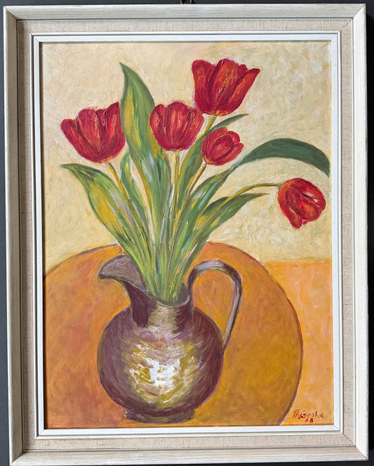 Vintage 1968. Swedish Still Life Oil Painting