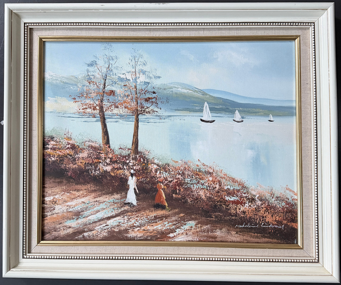 Elegance Adrift. Vintage Swedish Oil Painting.
