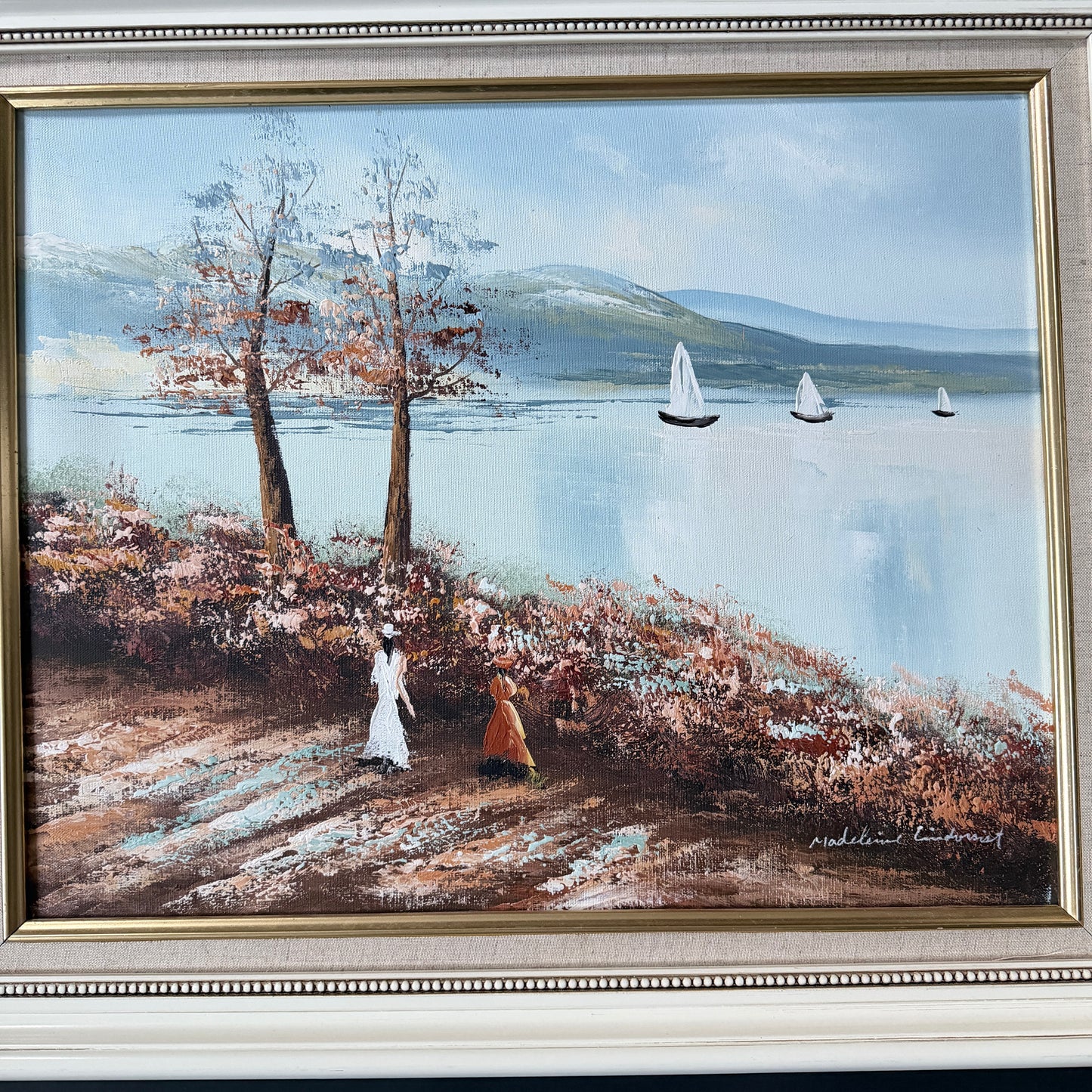 Elegance Adrift. Vintage Swedish Oil Painting.
