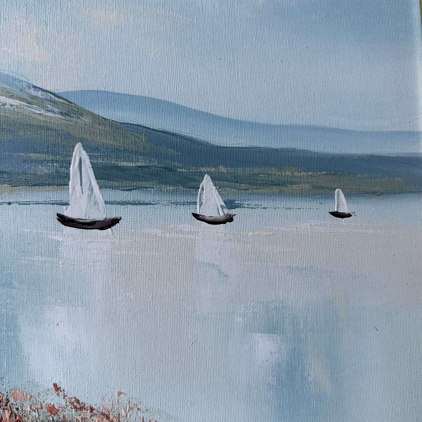 Elegance Adrift. Vintage Swedish Oil Painting.
