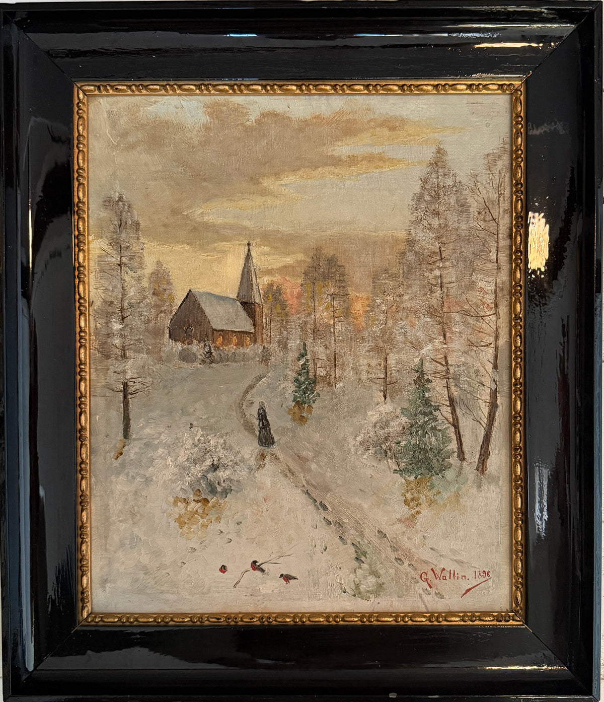 Towards the Light, 1896. Antique Swedish Oil Painting.