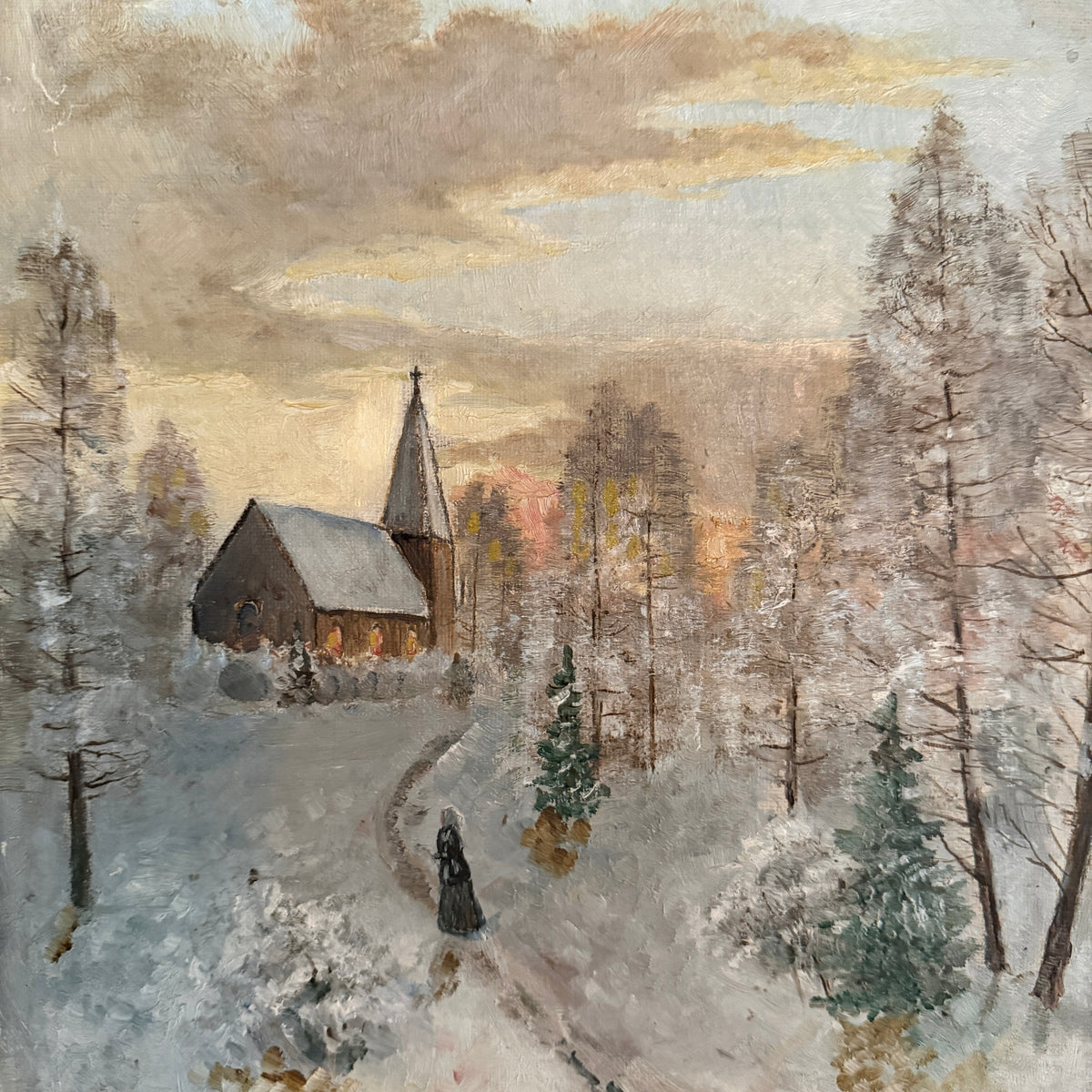 Towards the Light, 1896. Antique Swedish Oil Painting.