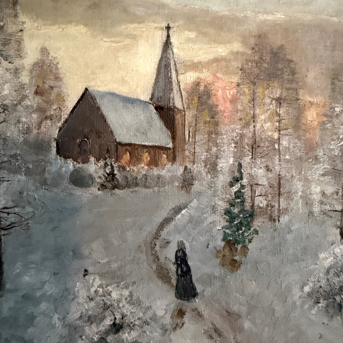 Towards the Light, 1896. Antique Swedish Oil Painting.