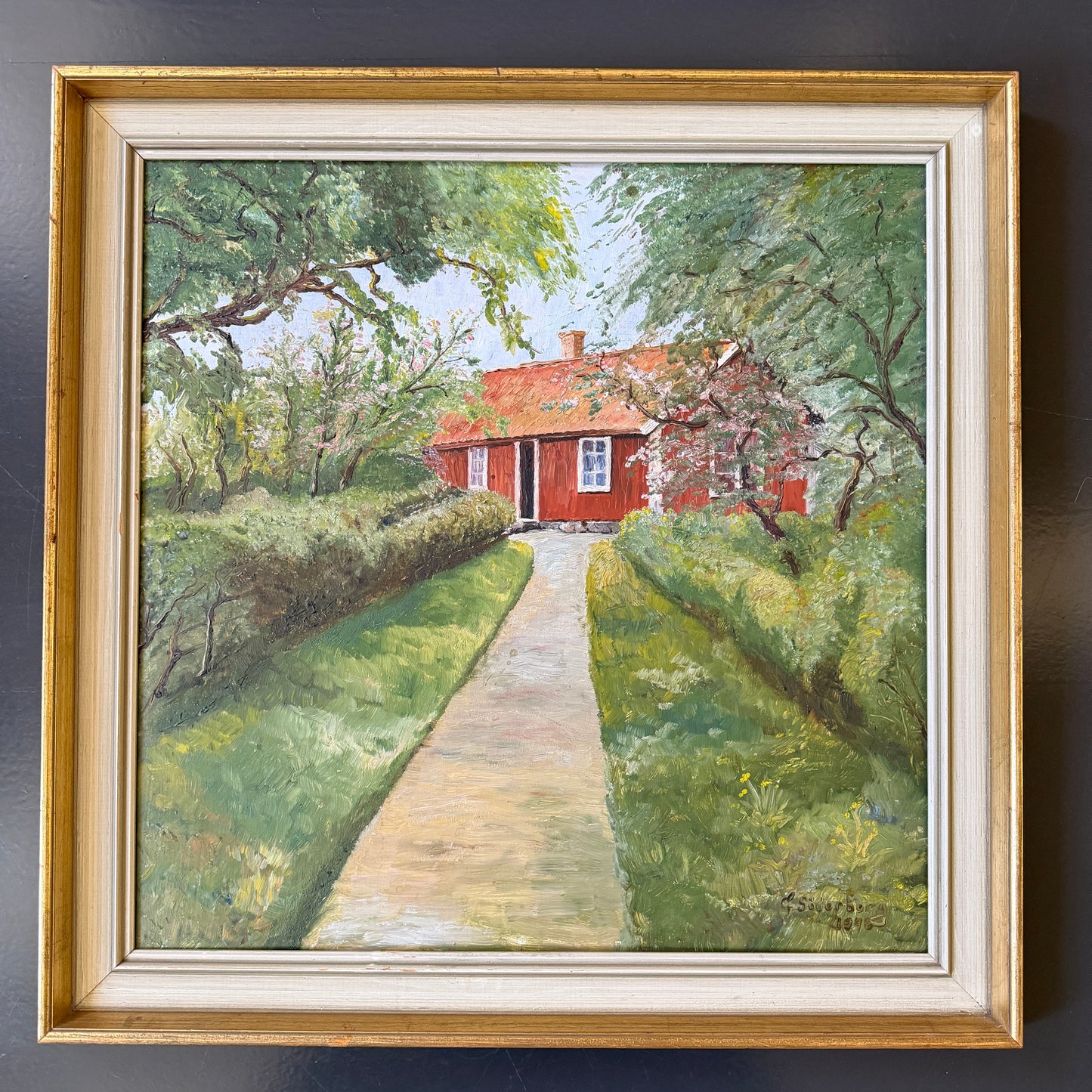 Faluröd Idyll 1946. Vintage Swedish Oil Painting by Gunnar Söderberg