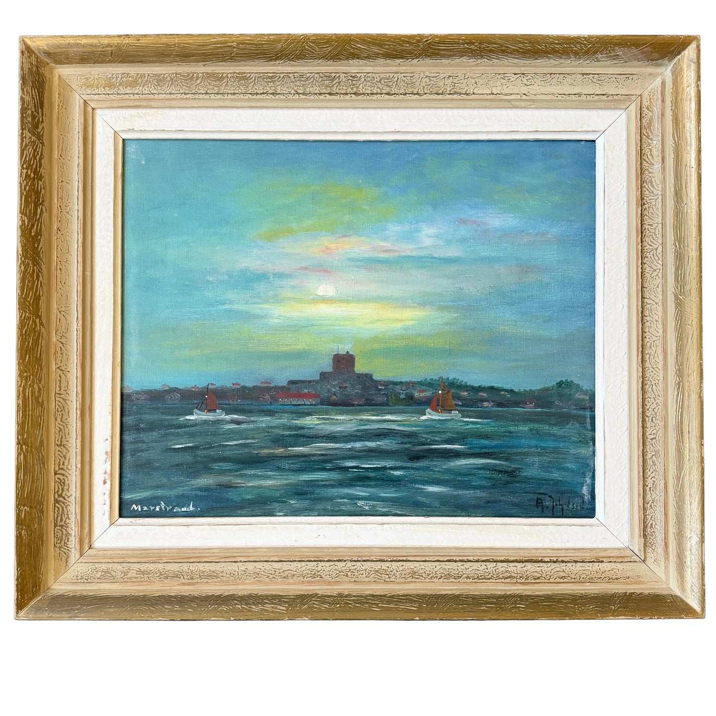 Marstrand 1950s. Vintage Swedish Oil Painting by Arthur Johnson
