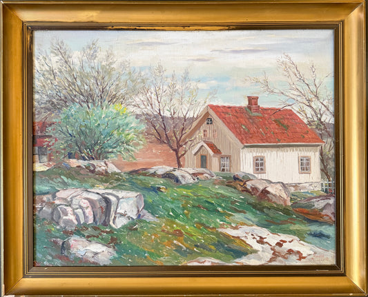 Nordic Serenade, 1939. Large Swedish Oil Painting by Harald Linder