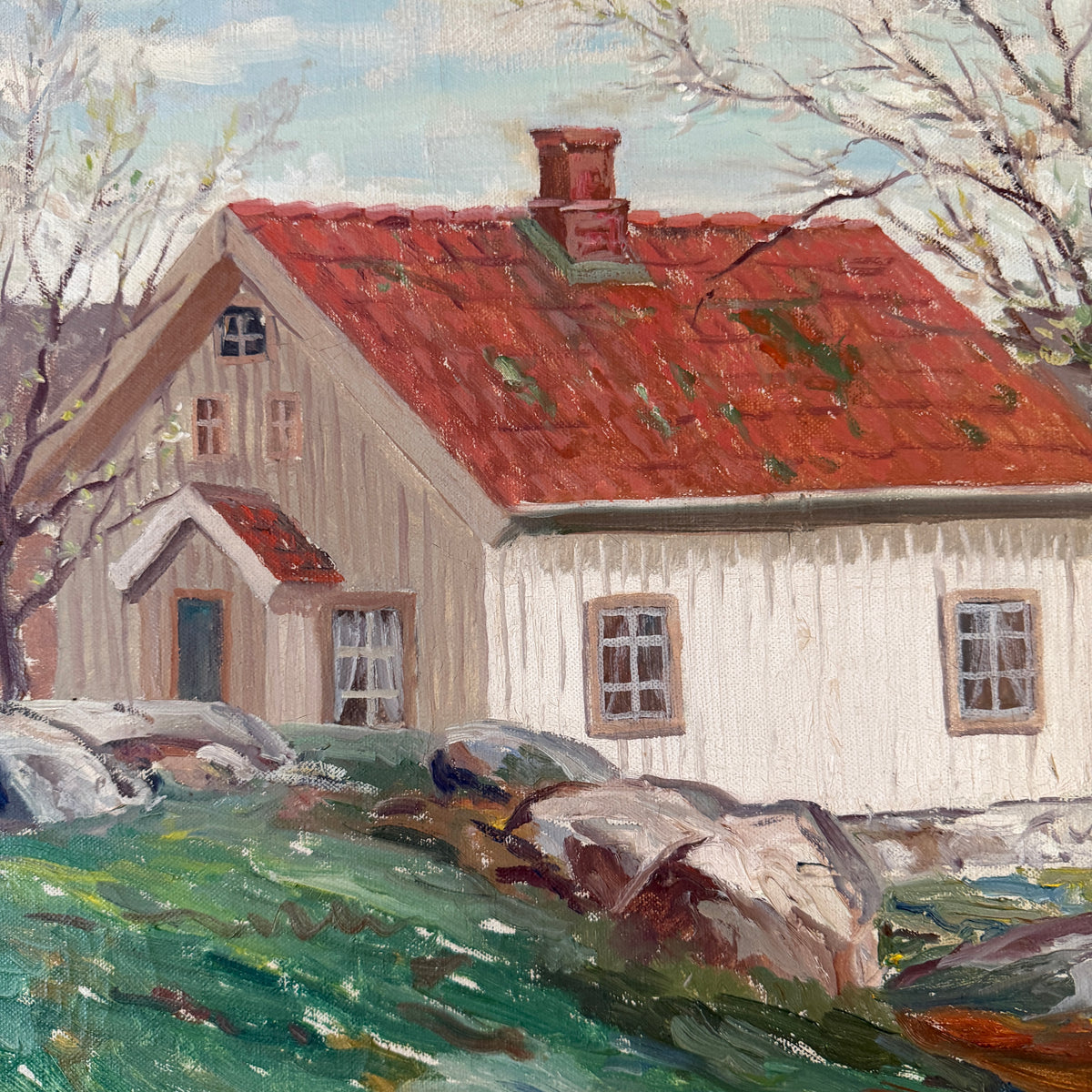 Nordic Serenade, 1939. Large Swedish Oil Painting by Harald Linder