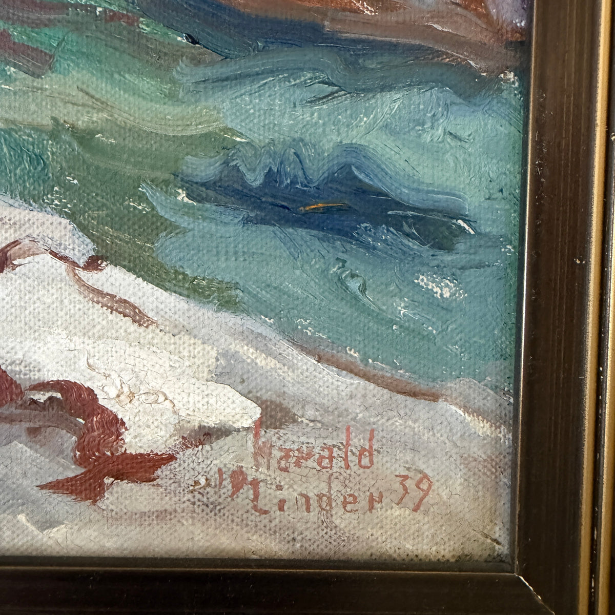 Nordic Serenade, 1939. Large Swedish Oil Painting by Harald Linder