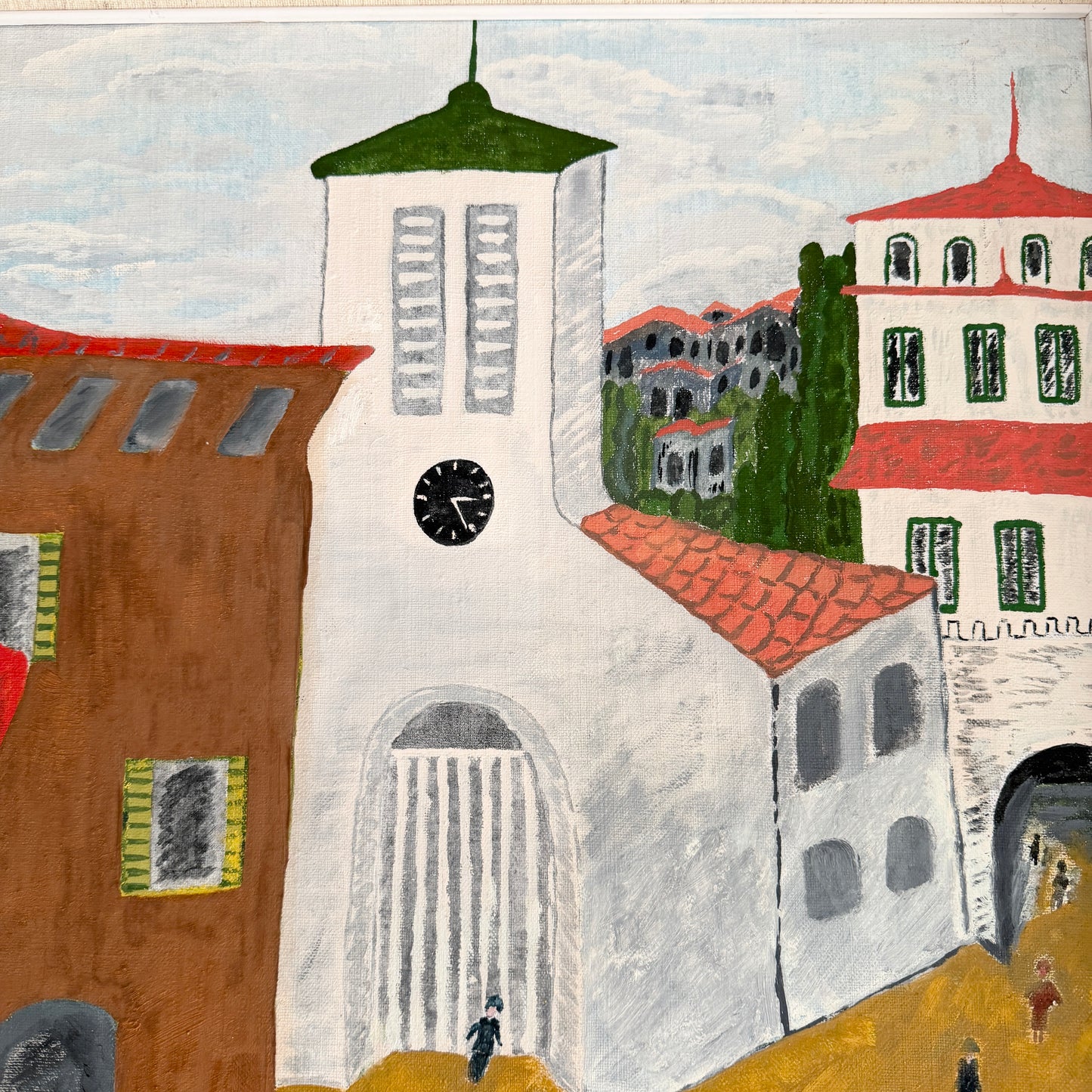 The Little Town on the Hill. Vintage Oil Painting, by Ivarsson.