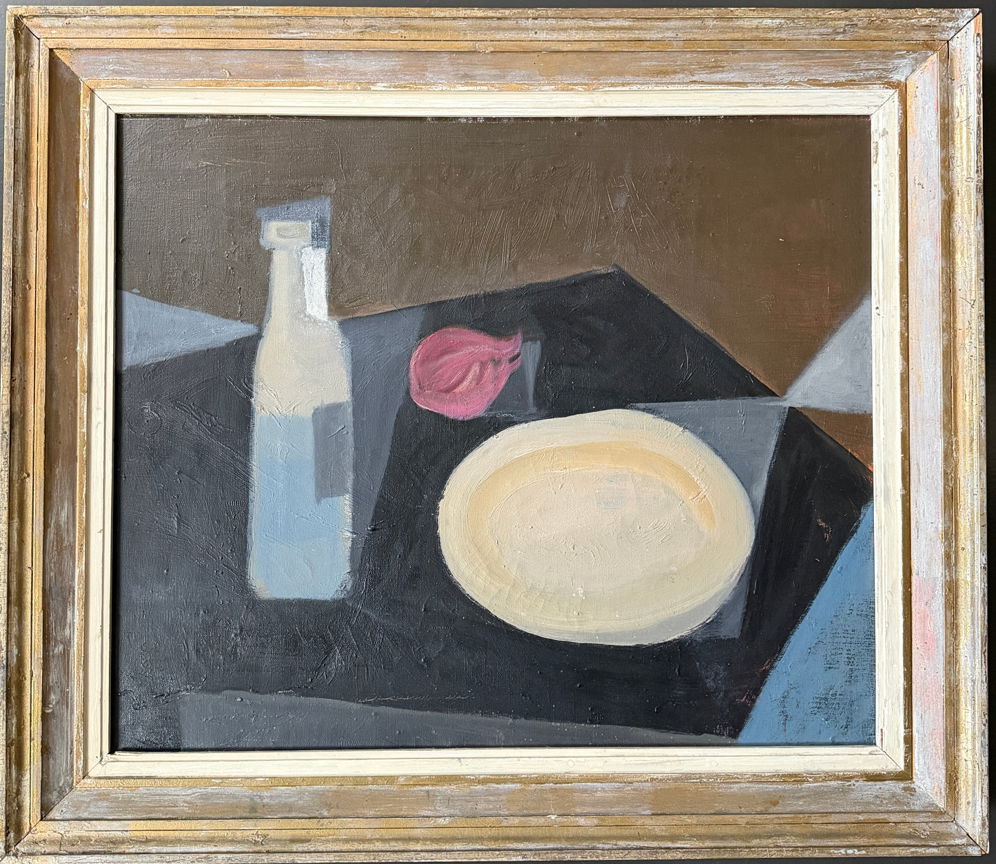 Geometric Composition. Large Vintage Swedish Oil Painting.