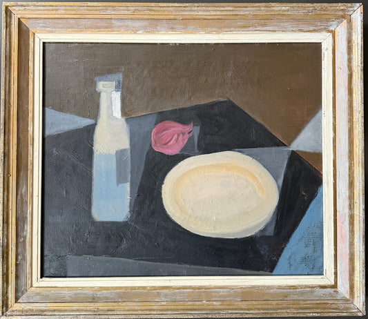 Geometric Composition. Large Vintage Swedish Oil Painting.
