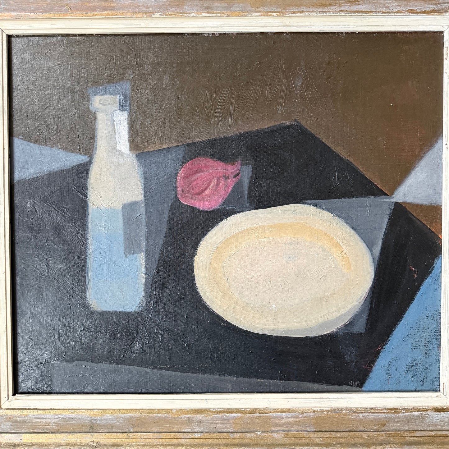 Geometric Composition. Large Vintage Swedish Oil Painting.