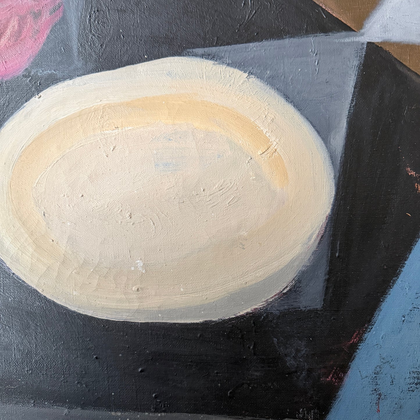 Geometric Composition. Large Vintage Swedish Oil Painting.
