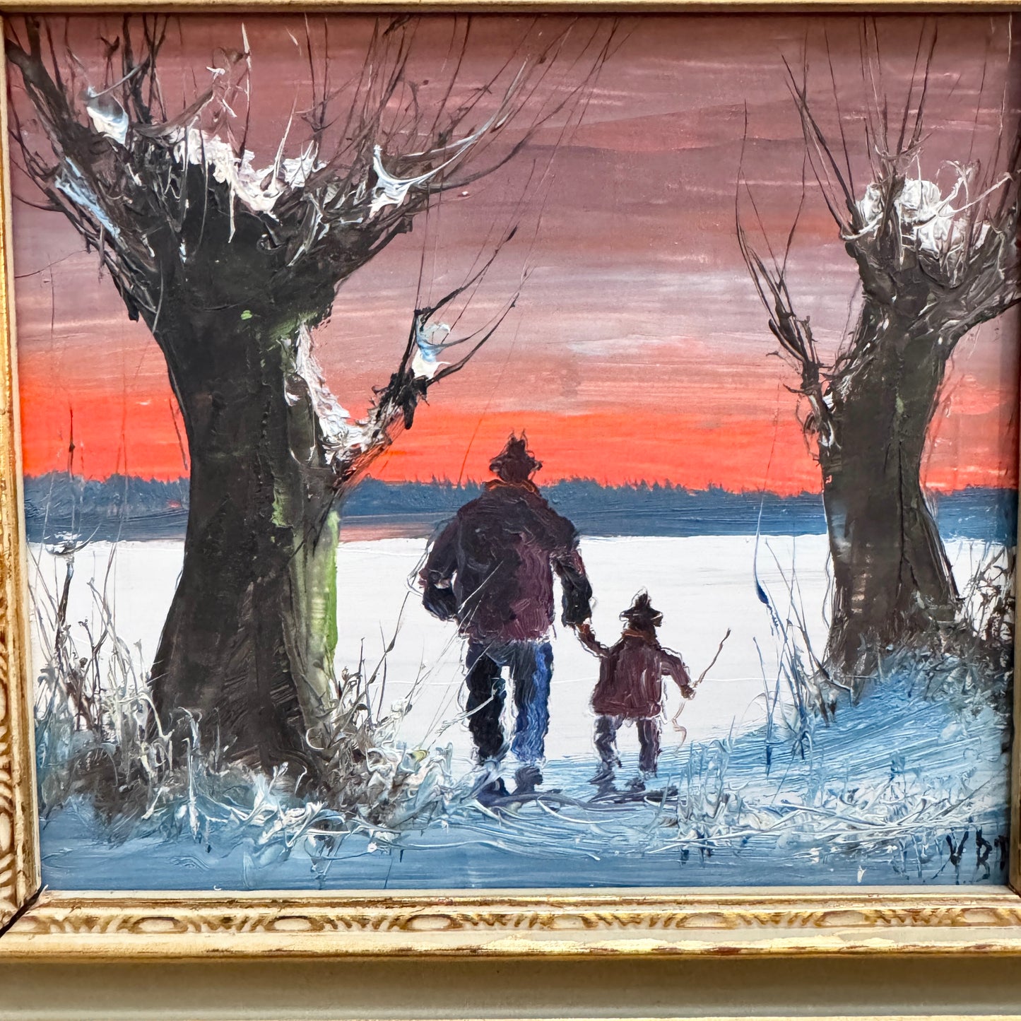 A Hand to Follow. Vintage Danish Oil Painting by Harry Bonde Petersen.