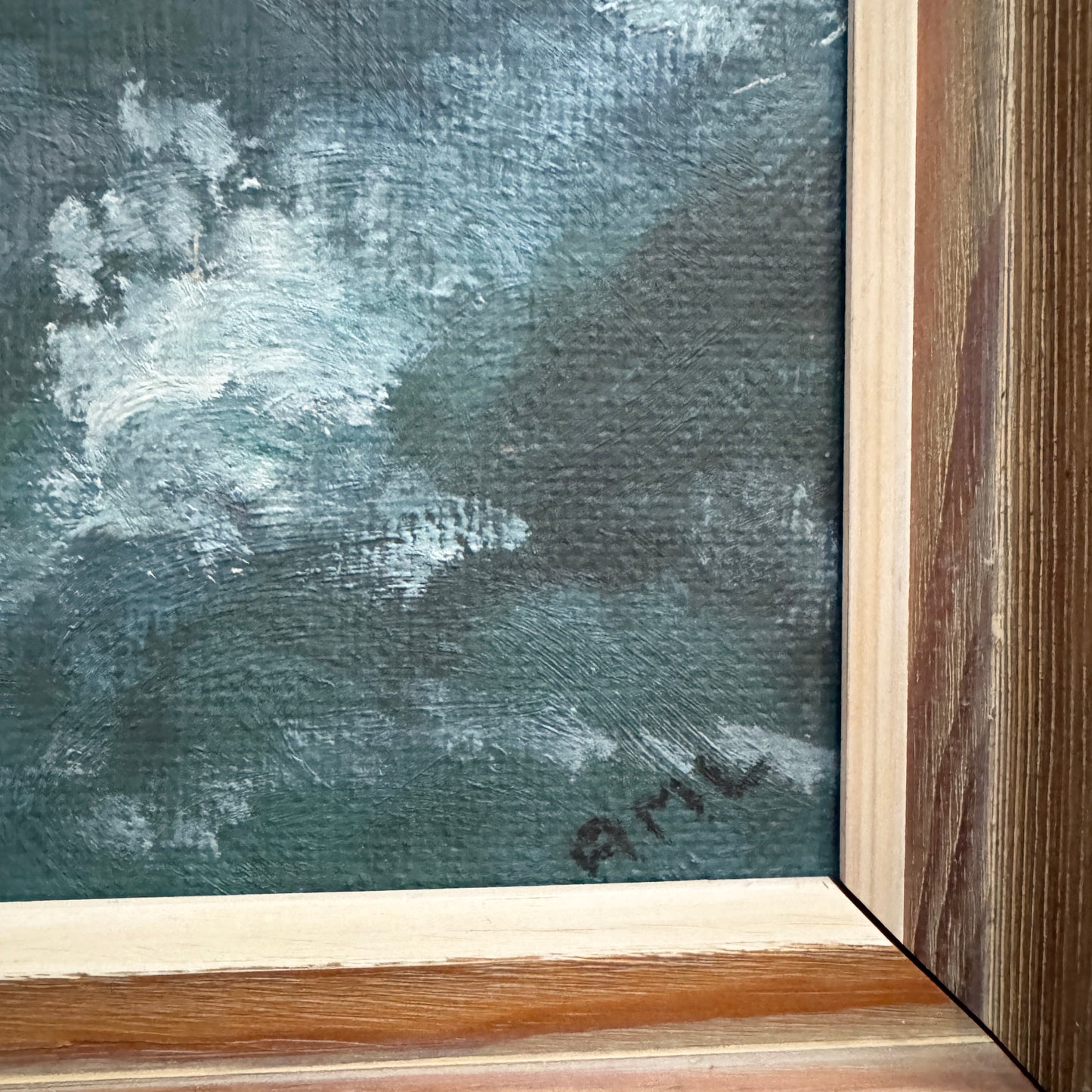 Fire on the Horizon. Vintage Swedish Oil Pinting by Ann-Bull Hallberg-Lindquist