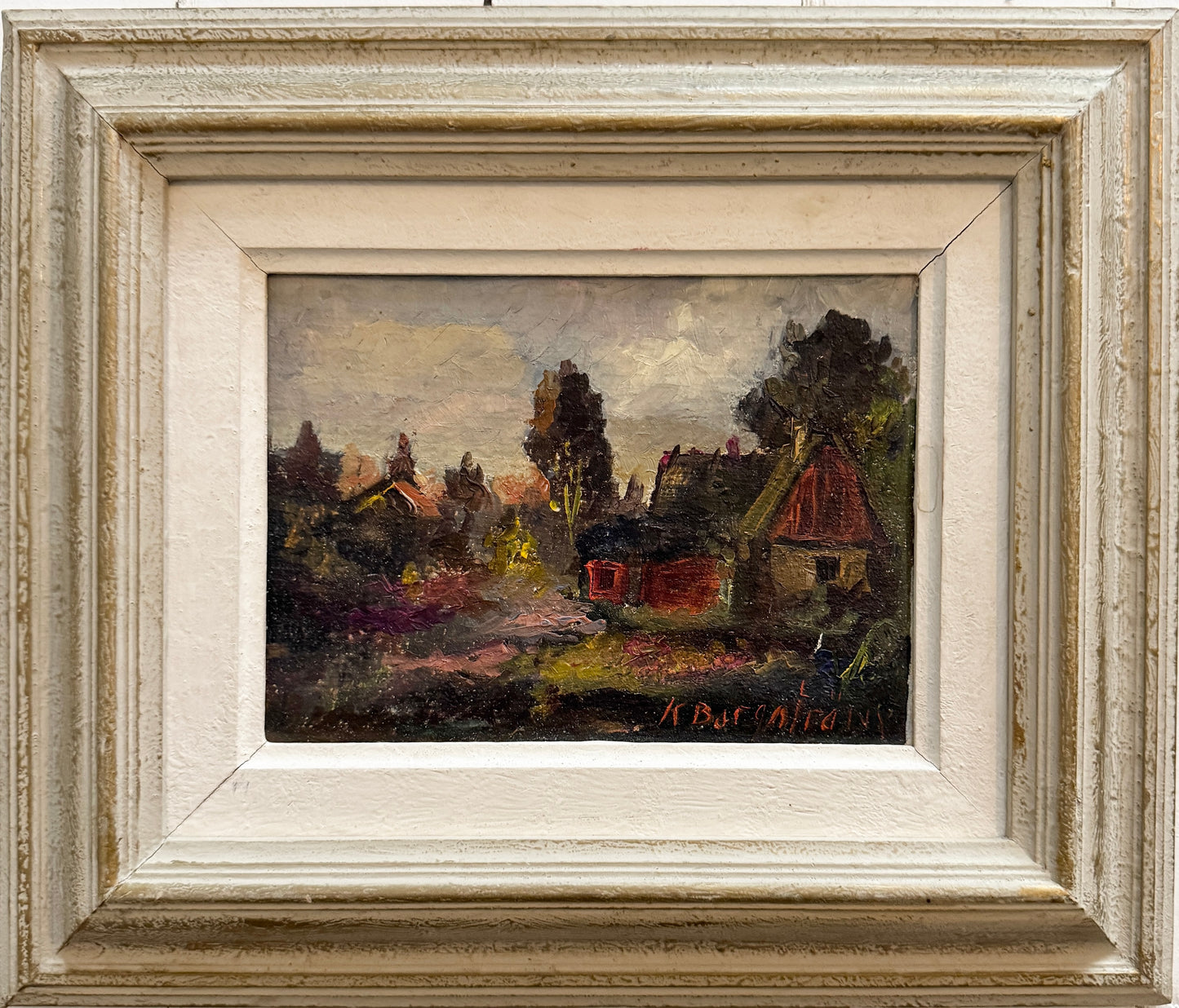 A Small World. Vintage Swedish Oil Painting by Karin Borgström.
