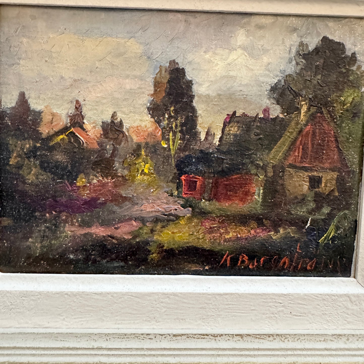 A Small World. Vintage Swedish Oil Painting by Karin Borgström.