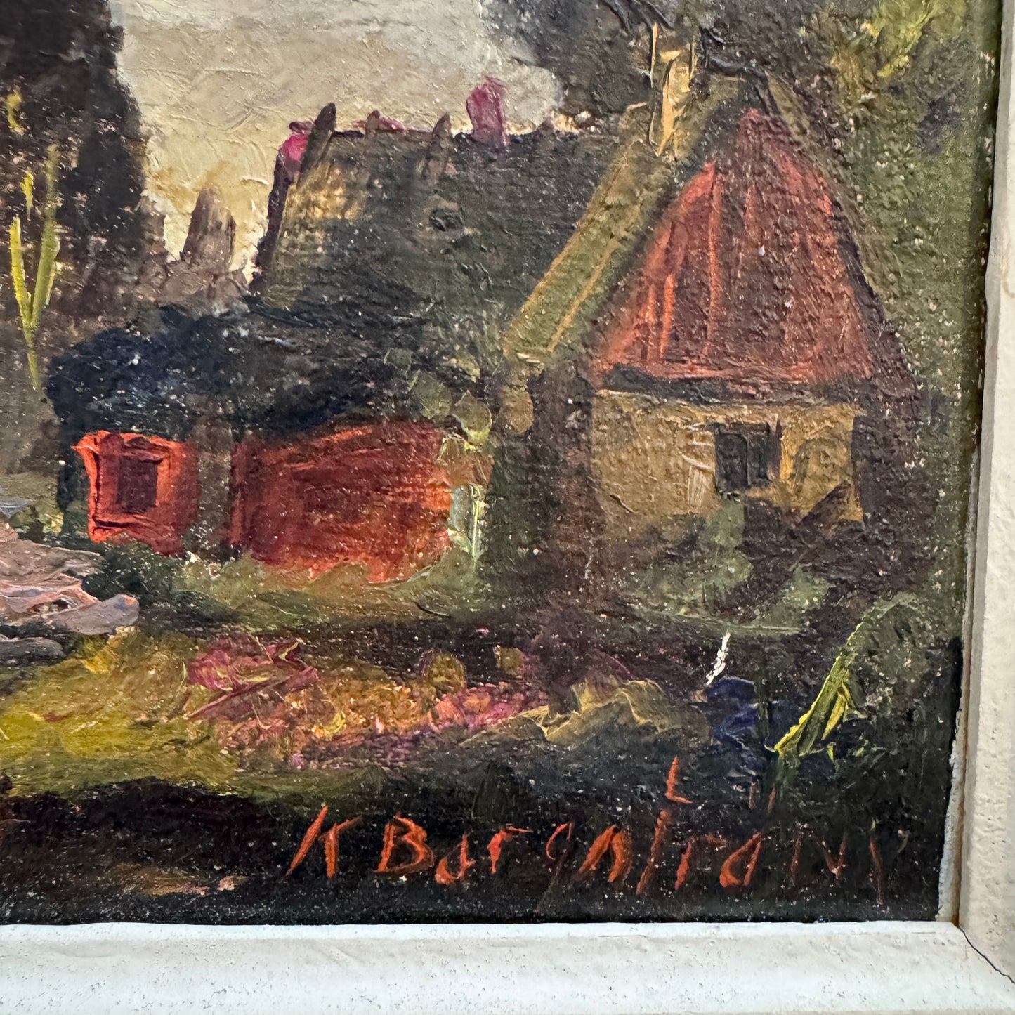 A Small World. Vintage Swedish Oil Painting by Karin Borgström.