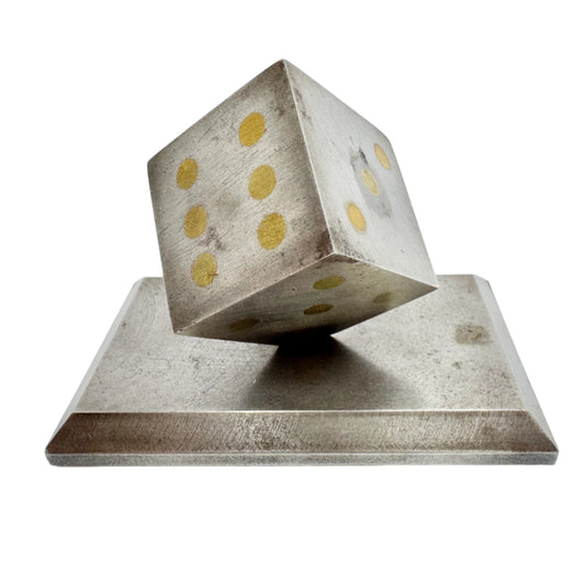 Vintage Chunky Steel Dice Paperweight