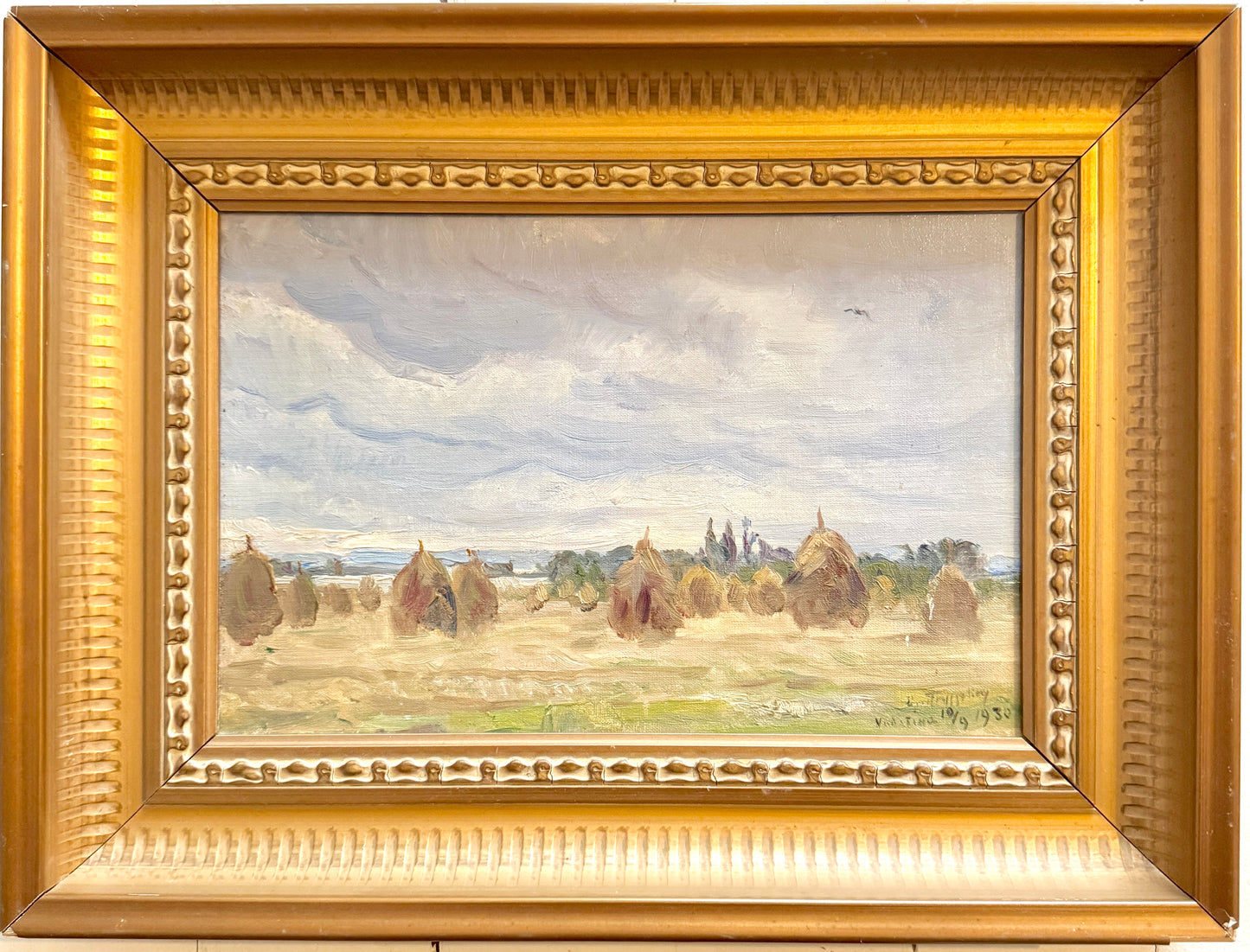 When the Fields Fall Silent 1930. Vintage Swedish Oil Painting by Erik Tryggelin