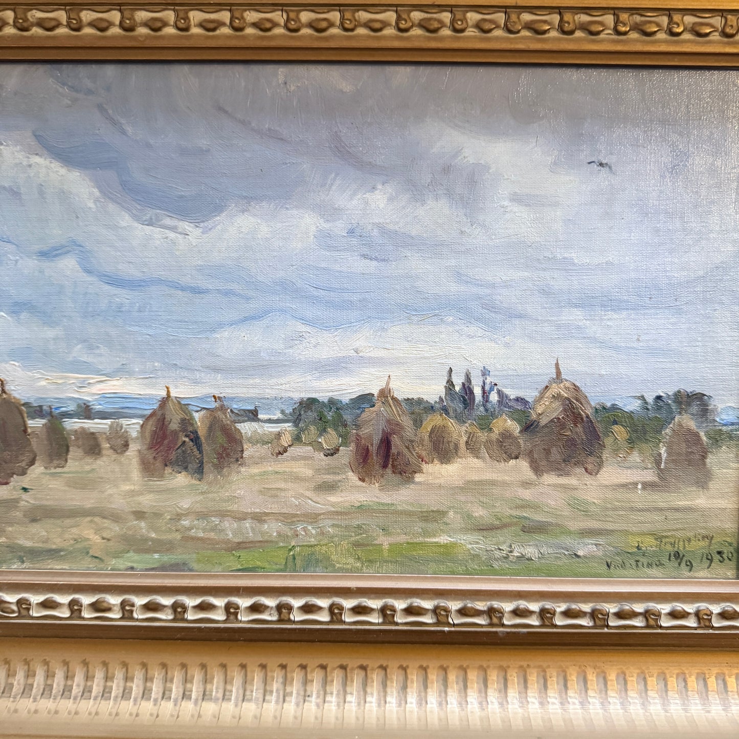 When the Fields Fall Silent 1930. Vintage Swedish Oil Painting by Erik Tryggelin