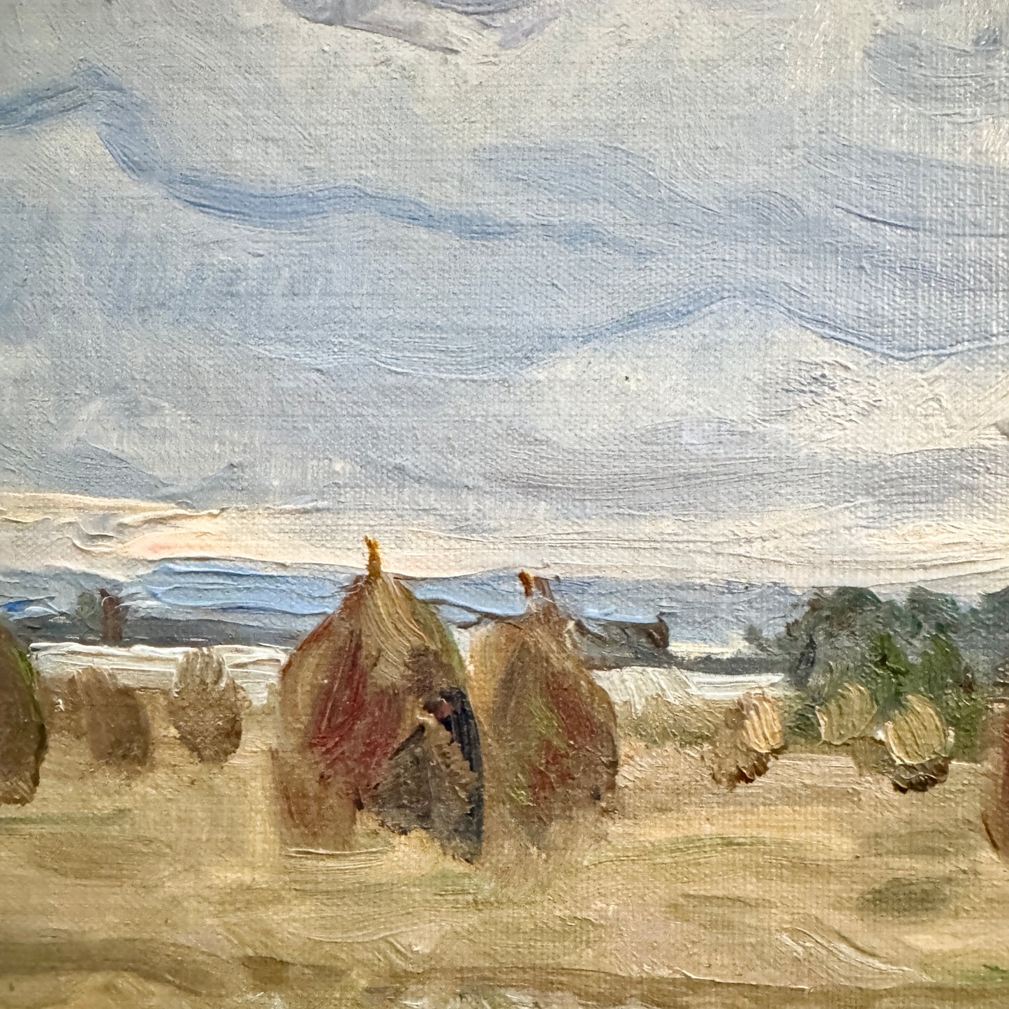 When the Fields Fall Silent 1930. Vintage Swedish Oil Painting by Erik Tryggelin