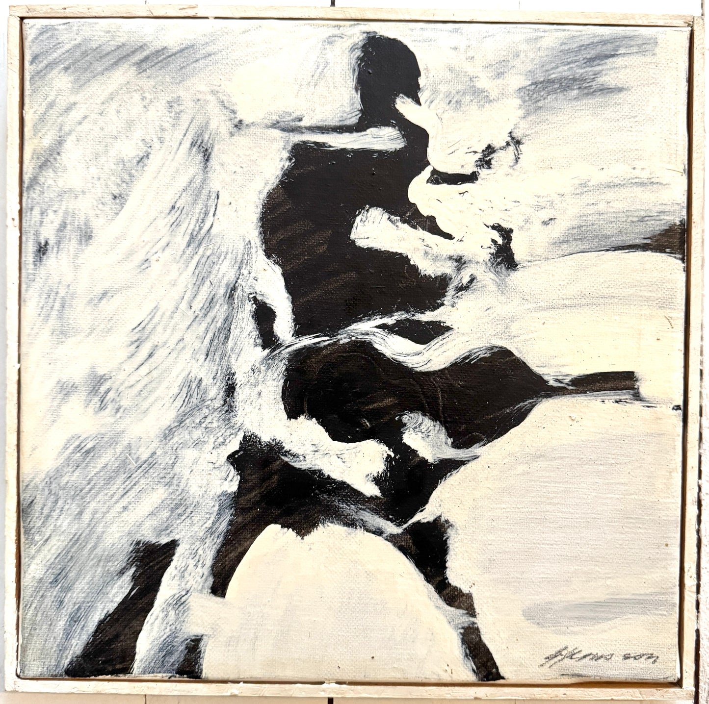 The Guitar Musician. Vintage Swedish Oil Painting by Gunnar Johansson