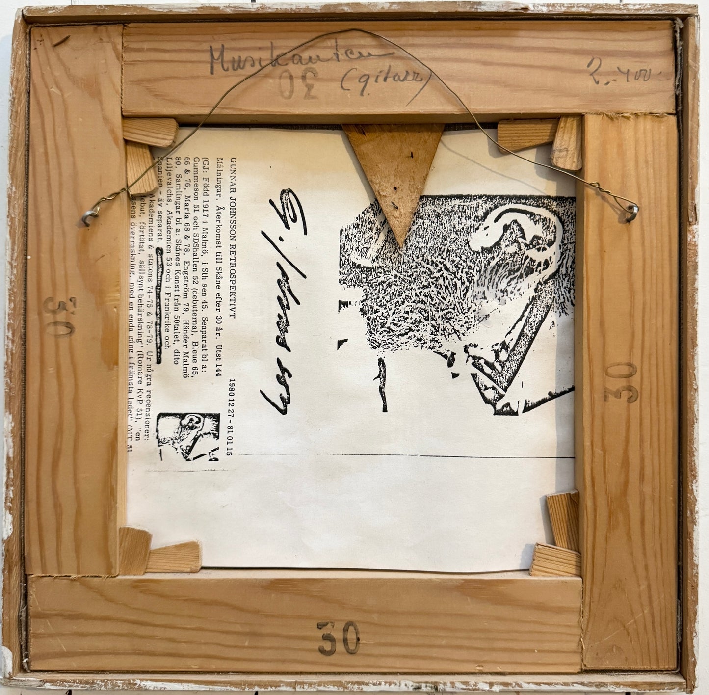 The Guitar Musician. Vintage Swedish Oil Painting by Gunnar Johansson