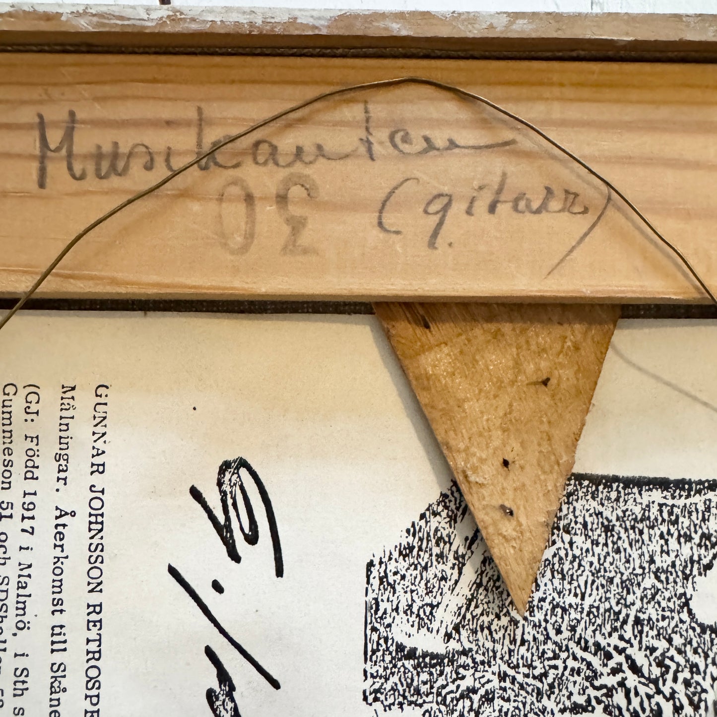 The Guitar Musician. Vintage Swedish Oil Painting by Gunnar Johansson