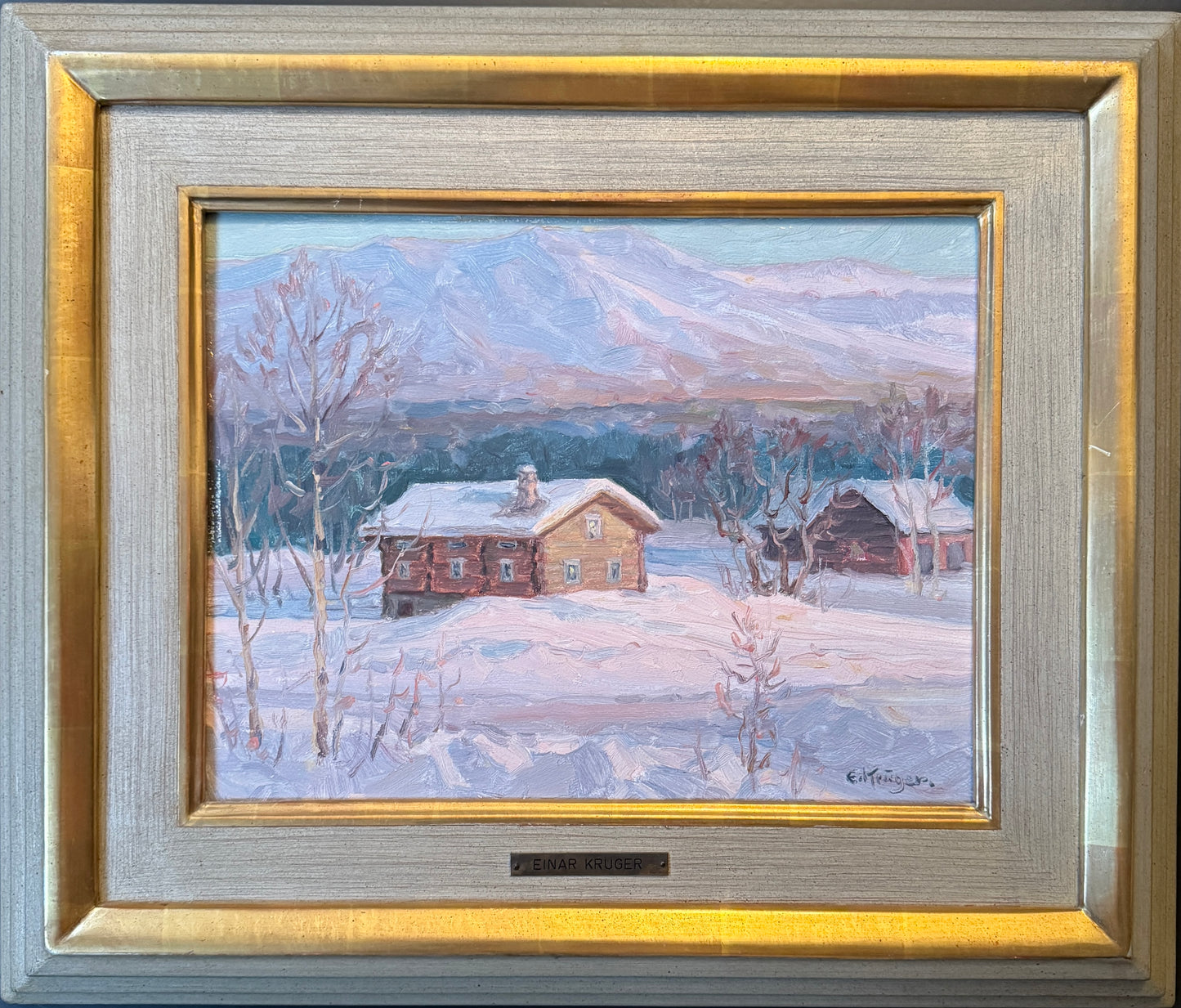 Snowbound Silence. Vintage Swedish Oil Pinting by Einar Krüger