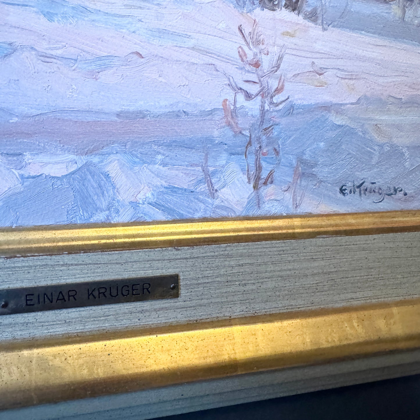 Snowbound Silence. Vintage Swedish Oil Pinting by Einar Krüger